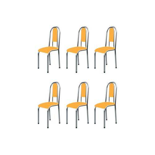 Kit 6 Cadeiras Anatômicas 0.122 Estofada Cromado/laranja - Marcheli