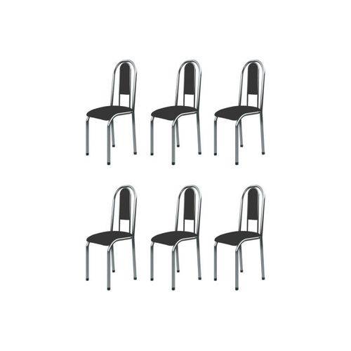 Kit 6 Cadeiras Anatômicas 0.122 Estofada Cromado/preto - Marcheli