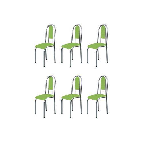 Kit 6 Cadeiras Anatômicas 0.122 Estofada Cromado/verde - Marcheli