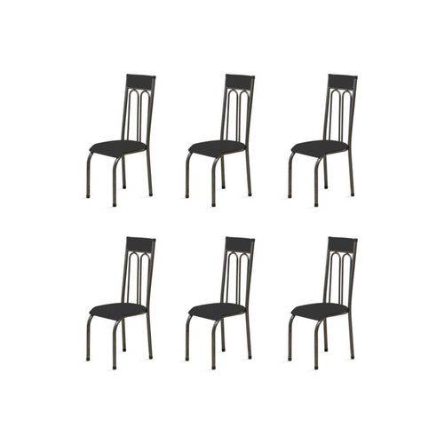 Kit 6 Cadeiras Anatômicas 0.120 Estofada Craqueado/preto - Marcheli