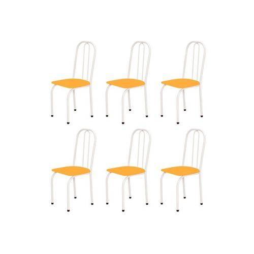 Kit 6 Cadeiras Baixas 0.101 Assento Reto Branco/laranja - Marcheli