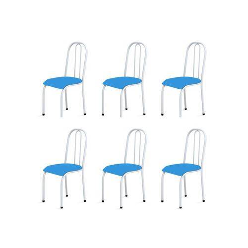 Kit 6 Cadeiras Baixas 0.104 Anatômica Branco/azul - Marcheli