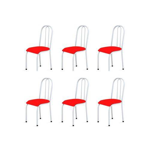 Kit 6 Cadeiras Baixas 0.104 Anatômica Branco/vermelho - Marcheli
