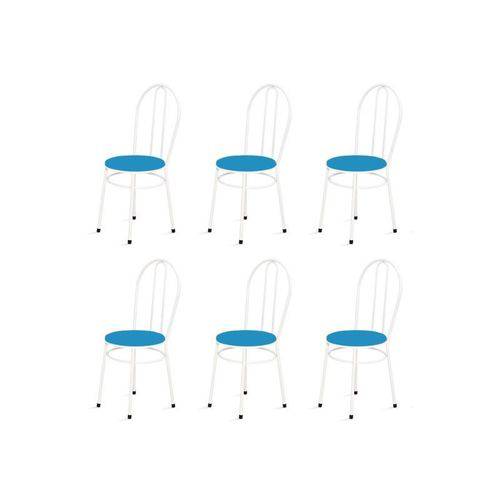 Kit 6 Cadeiras Baixas 0.134 Redonda Branco/azul - Marcheli