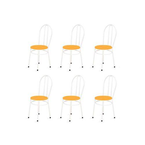 Kit 6 Cadeiras Baixas 0.134 Redonda Branco/laranja - Marcheli