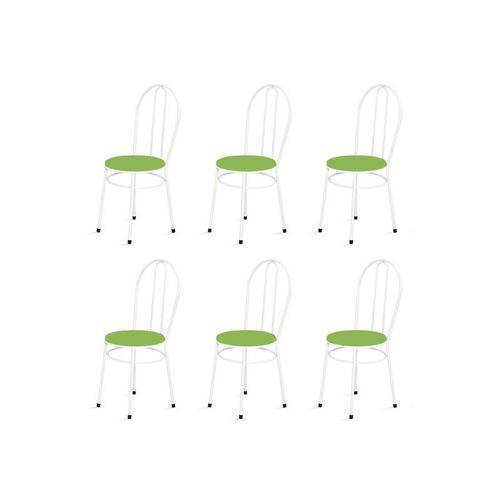 Kit 6 Cadeiras Baixas 0.134 Redonda Branco/verde - Marcheli