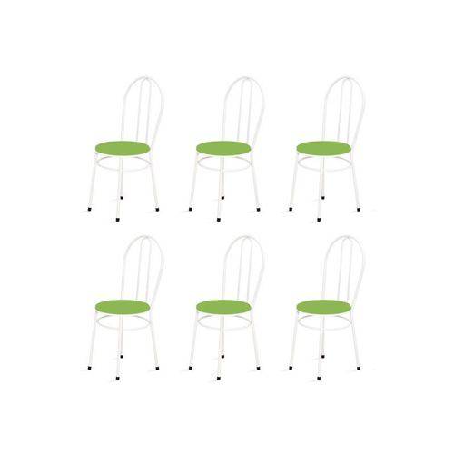 Kit 6 Cadeiras Baixas 0.134 Redonda Branco/verde - Marcheli