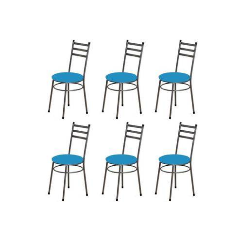 Kit 6 Cadeiras Baixas 0.135 Redonda Craqueado/azul - Marcheli