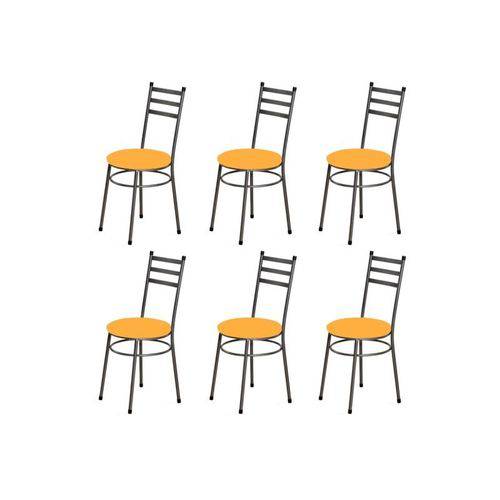 Kit 6 Cadeiras Baixas 0.135 Redonda Craqueado/laranja - Marcheli