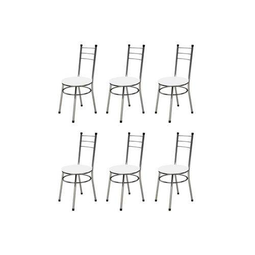 Kit 6 Cadeiras Baixas 0.236 Redonda Cromado/branco - Marcheli