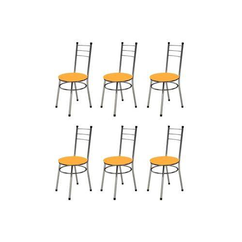 Kit 6 Cadeiras Baixas 0.236 Redonda Cromado/laranja - Marcheli
