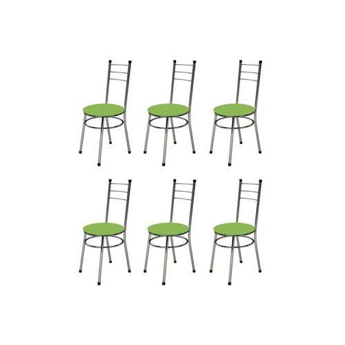 Kit 6 Cadeiras Baixas 0.236 Redonda Cromado/verde - Marcheli