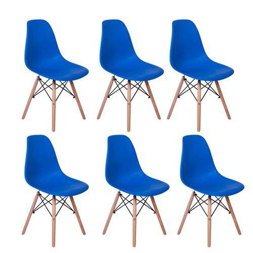 Kit 6 Cadeiras Charles Eames Eiffel Azul Bic