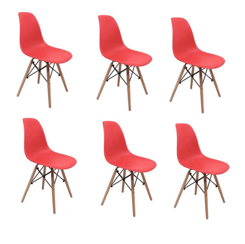 Kit 6 Cadeiras DKR Wood Infantil Vermelha ByArt