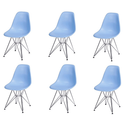 Kit 6 Cadeiras Eames Eiffel Azul PP OR Design 1102