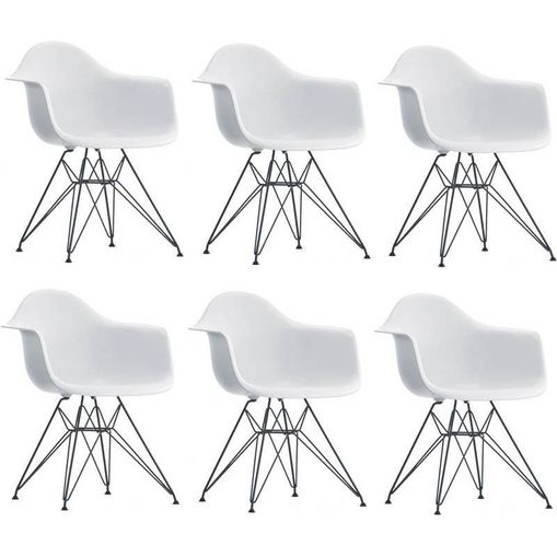 Kit 6 Cadeiras Eames Eiffel Branca com Braços OR Design 1121
