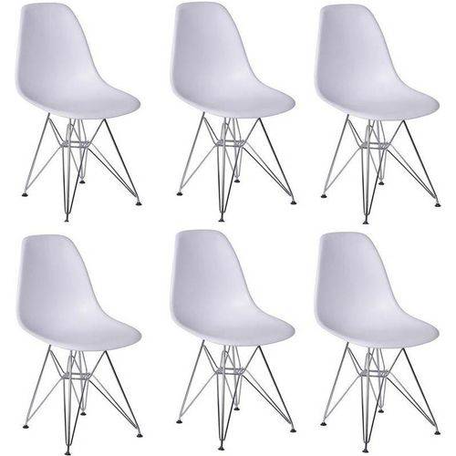 Kit 6 Cadeiras Eames Eiffel Branca PP OR Design 1102