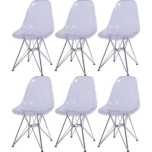 Kit 6 Cadeiras Eames Eiffel Transparente PC OR Design 1101