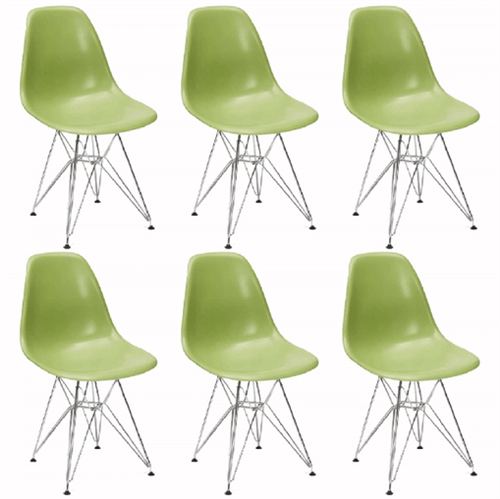Kit 6 Cadeiras Eames Eiffel Verde PP OR Design 1102