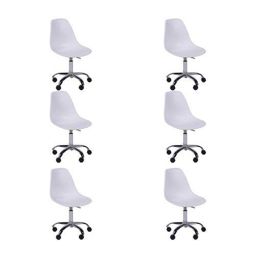 Kit 6 Cadeiras Giratórias em Polipropileno Branca