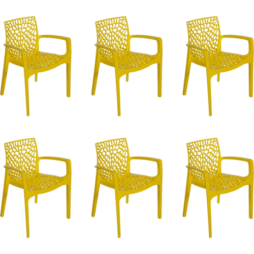 Kit 6 Cadeiras Gruvyer com Braços Amarela OR Design