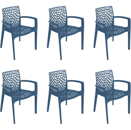 Kit 6 Cadeiras Gruvyer com Braços Azul OR Design