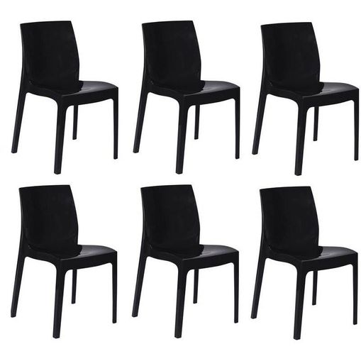 Kit 6 Cadeiras Ice Preta OR Design
