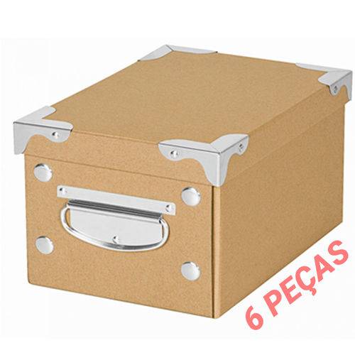 Kit 6 Caixa Organizadora Ordene OR52500 Monta Fácil Kraft Porta Objetos Acessórios Escritório
