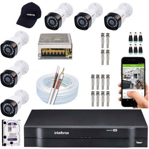 Kit 6 Camera Seguranca Residencial Multi HD Intelbras CFTV