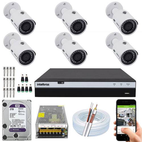 Kit 6 Cameras 3230b Full HD Dvr Intelbras 3108 2t Purple 10a