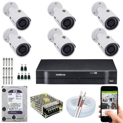 Kit 6 Câmeras Intelbras Full HD 3230b Dvr 8 Canais 2t Purple