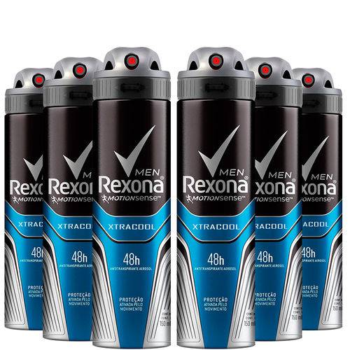 Kit 6 Desodorante Antitranspirante Aerosol Rexona Masculino Xtracool - 150ml