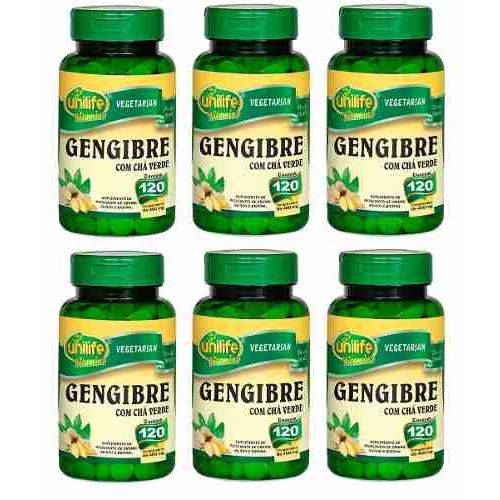 Kit 6 Gengibre com Chá Verde - Unilife - 120 Comprimidos