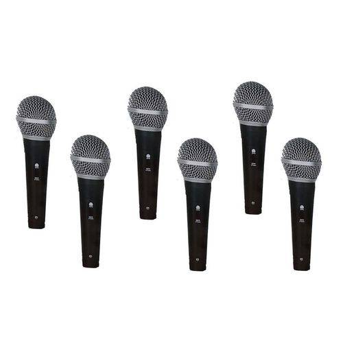 Kit 6 Microfones Sem Fio Sm-58 Cardioide Globo Musica