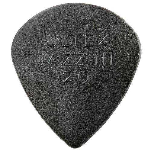 Kit 6 Palhetas Dunlop Ultex Jazz 3 2.0mm Preta para Guitarra Baixo Violão