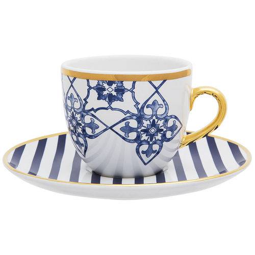 Kit 6 Xícaras para Chá com Pires Lusinata Porcelana EM21-4988 - Oxford