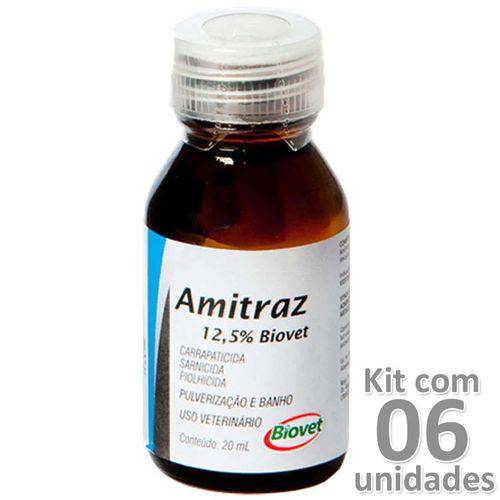 Kit 6un Amitraz 12,5% Tratamento Infestações Carrapatos 20ml