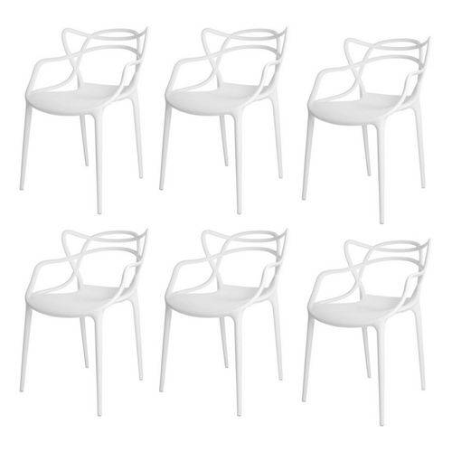 Kit 6x Cadeira Design Alegra Master Philippe Starck Branca Polipropileno Cozinhas Aviv Fratini