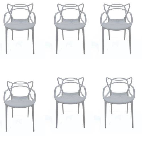 Kit 6x Cadeira Design Alegra Master Philippe Starck Cinza Claro Polipropileno Cozinhas Aviv Fratini