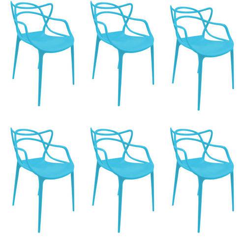 Kit 6x Cadeira Design Alegra Master Philippe Starck New Blue Polipropileno Cozinhas Aviv Fratini