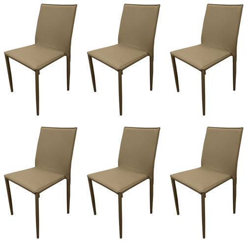 Kit 6x Cadeira Design Quadrada Fendi Fendi Estofado Tecido Couro Moderna Cozinhas Salas Zurique Fratini