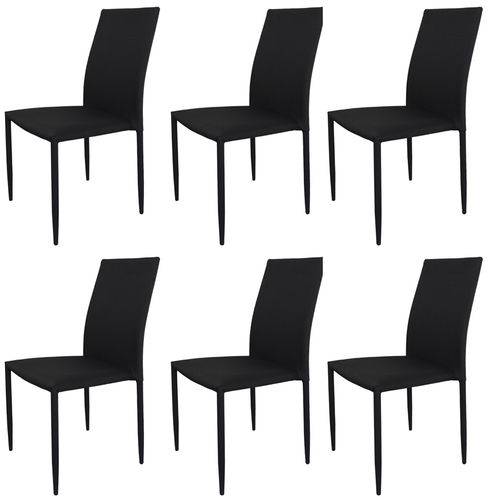 Kit 6x Cadeira Design Quadrada Preto Grafite Assento Tecido Moderna Cozinhas Salas Miami Fratini