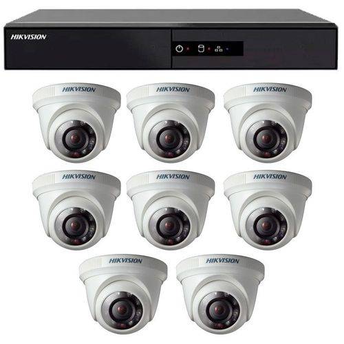 Kit 8 Câmeras de Segurança Hd 720p Hikvision Dome com Dvr 8 Canais Hikvision