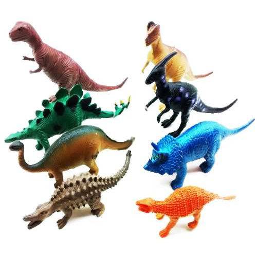 Kit 8 Dinossauro de Borracha Miniatura Brinquedo Jurassic