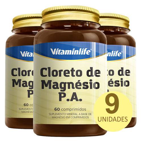 Kit 9x Cloreto de Magnésio P.A. 60 Comprimidos - Vitaminlife