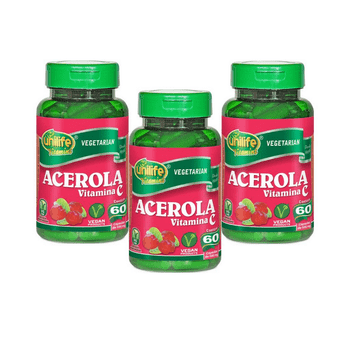 Kit 3 Acerola Vitamina C Unilife 60 Cápsulas