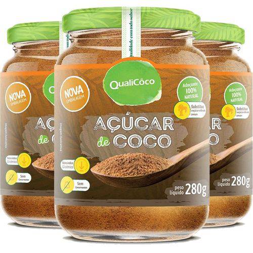 Kit 3 Açúcar de Coco Natural Qualicôco 280g