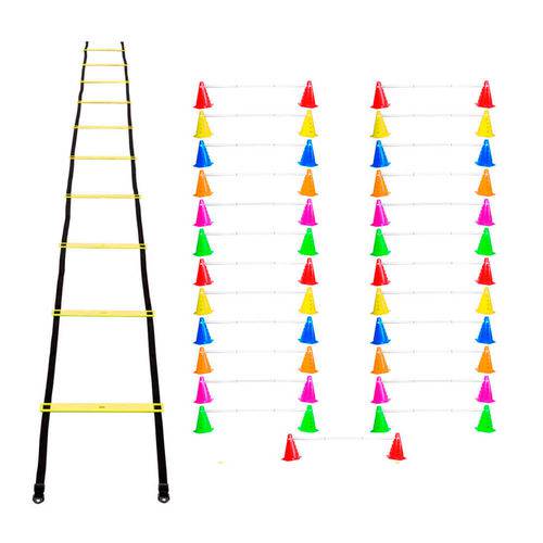 Kit Agilidade 50 Cones com Barreira e Escada Plástico