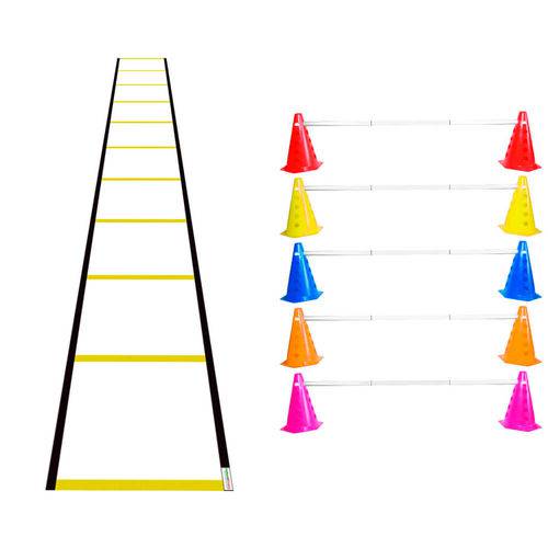 Kit Agilidade Funcional 10 Cones com Barreira e Escada Nylon