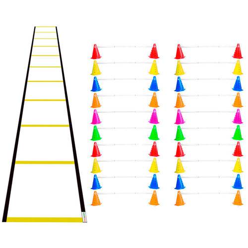 Kit Agilidade Funcional 40 Cones com Barreira e Escada Nylon